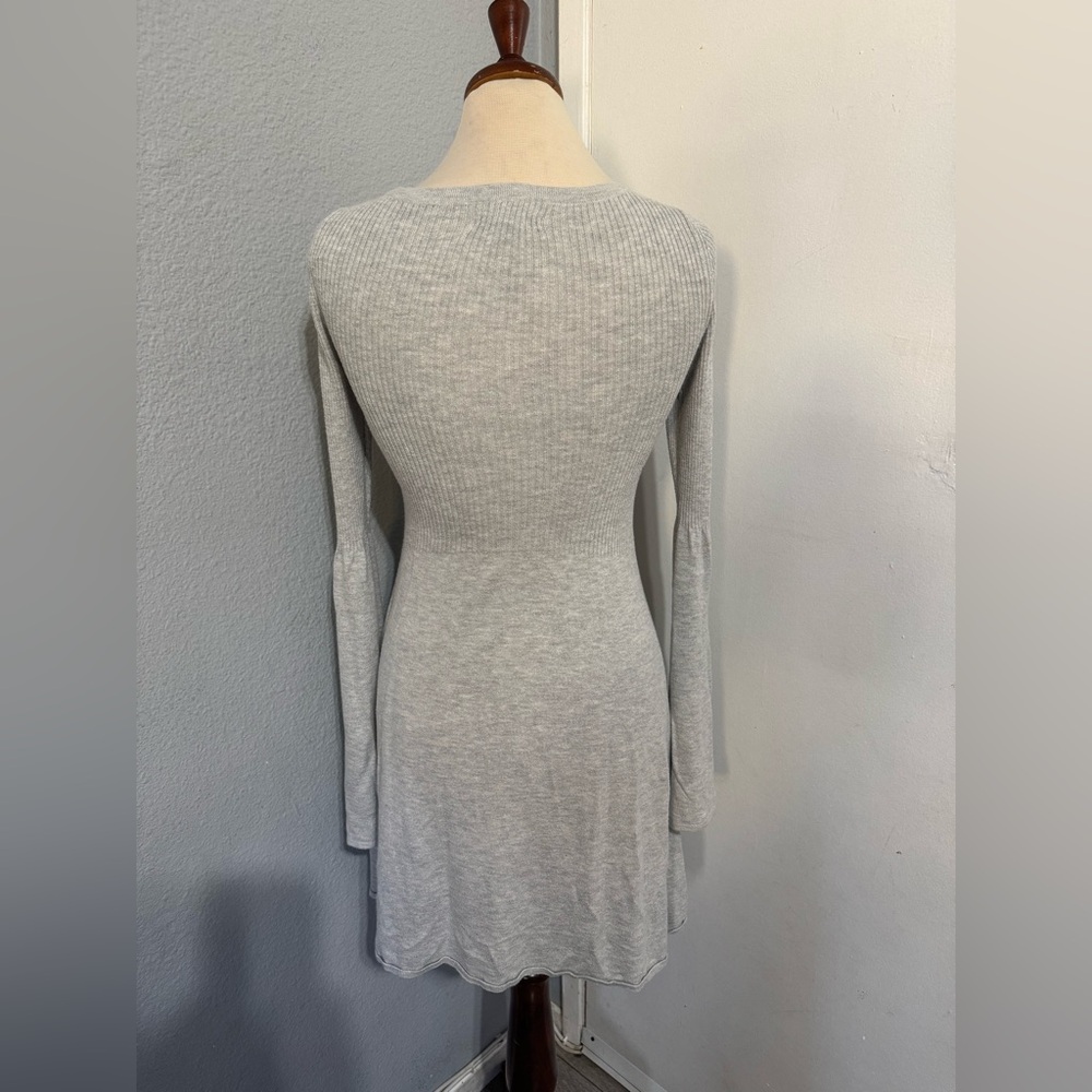 American Eagle Outfitters Women Light Gray Long Sleeve Fit & Flare Dress Size S - Picture 10 of 17